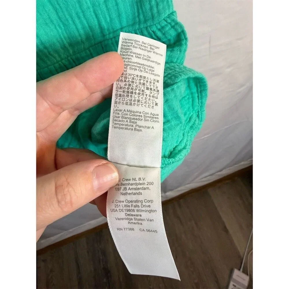 J.Crew Dress Womens Size 0 Green Tiered Knee Length Ruffle Cap Sleeve Casual